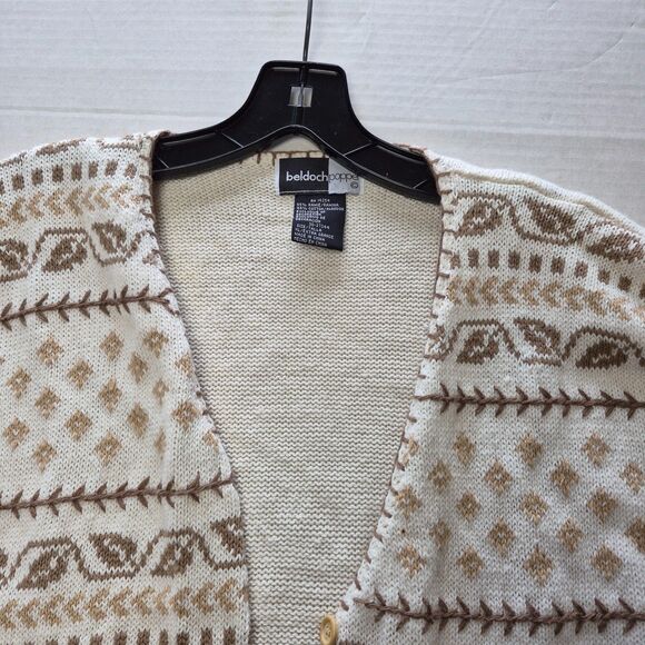 Beldochpopper Cardigan Size XL Tan with Embroadary on Front & Sleeveless - Picture 3 of 6